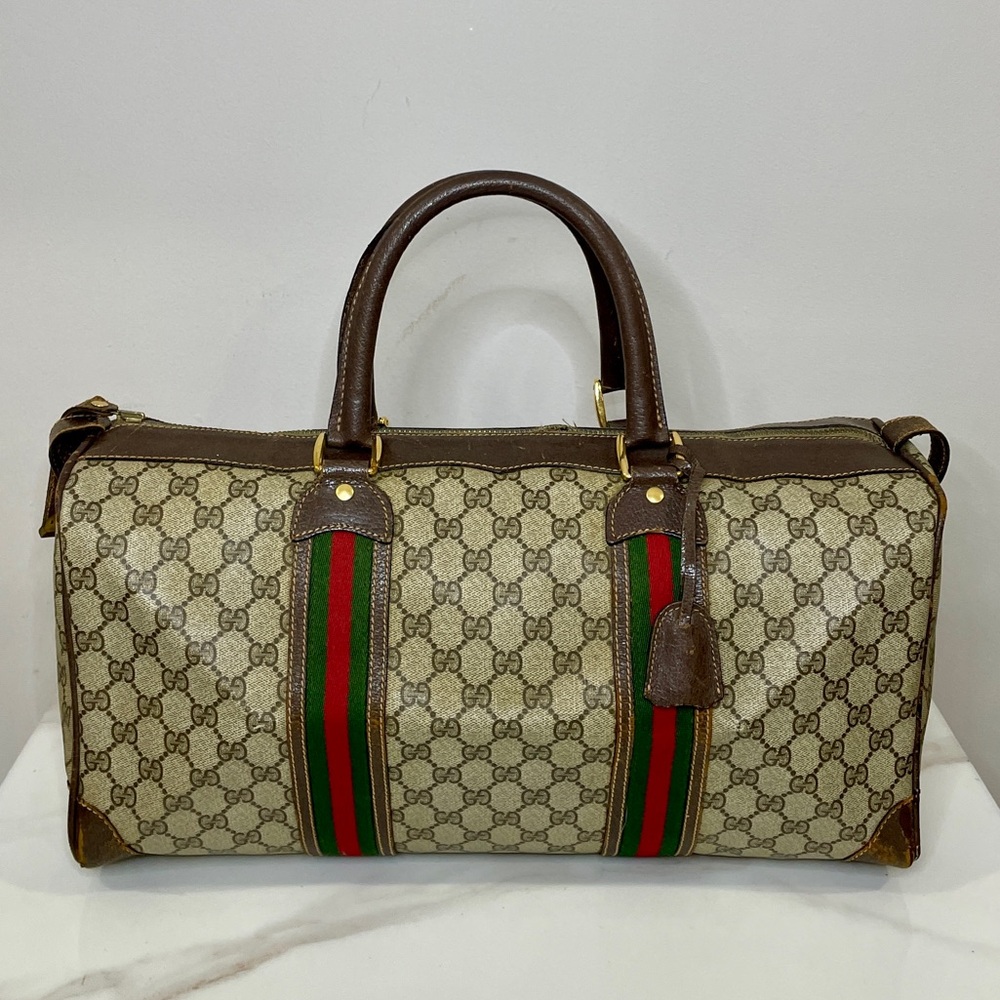 Authentic Vintage Gucci Boston Sherry Line travel bag with lock and key